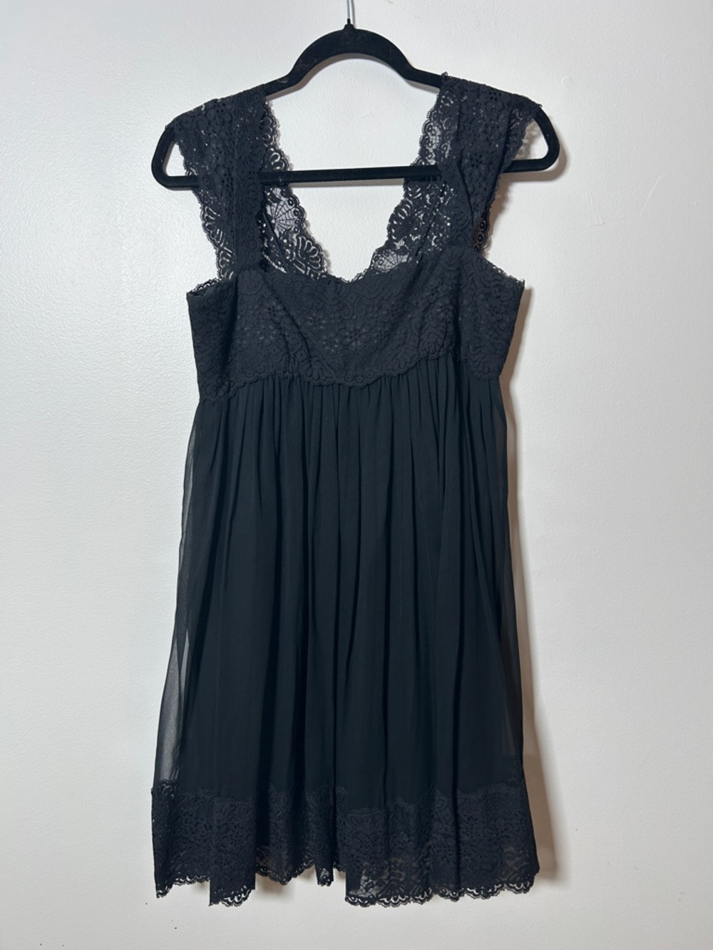 Marchesa Notte Black Silk & Lace Sleeveless Babydoll Dress SZ 6